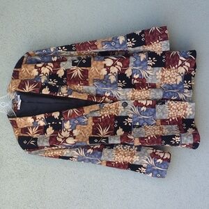 Vintage Kensington Square Brown Fall Floral Boxy Blazer M